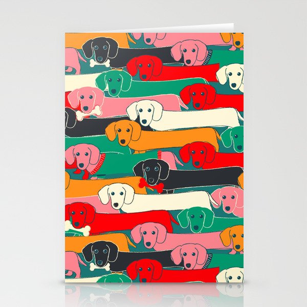 dachshund pattern- happy dogs Stationery Card Gallery Image 2