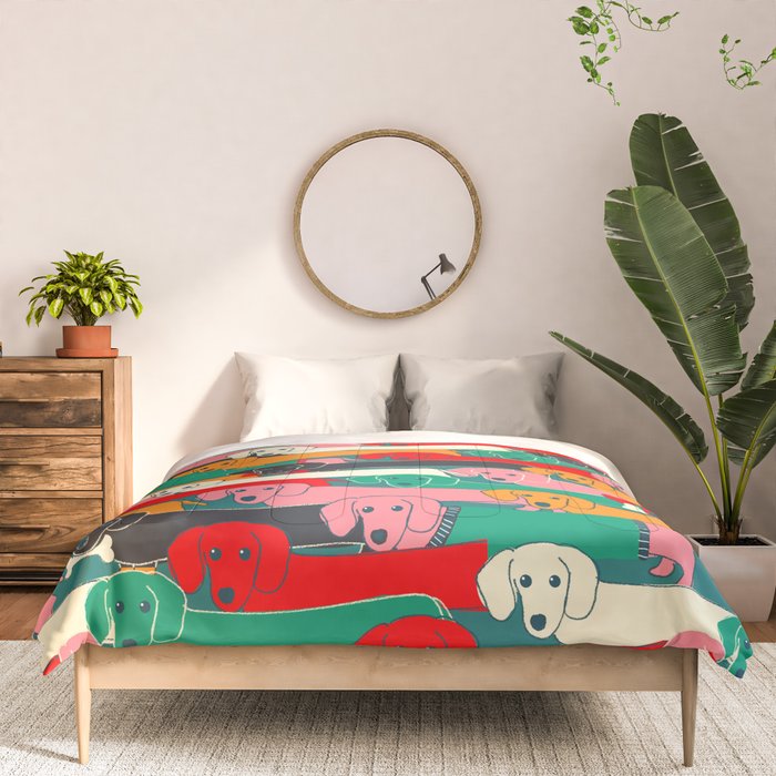 dachshund pattern- happy dogs Comforter Gallery Image 3