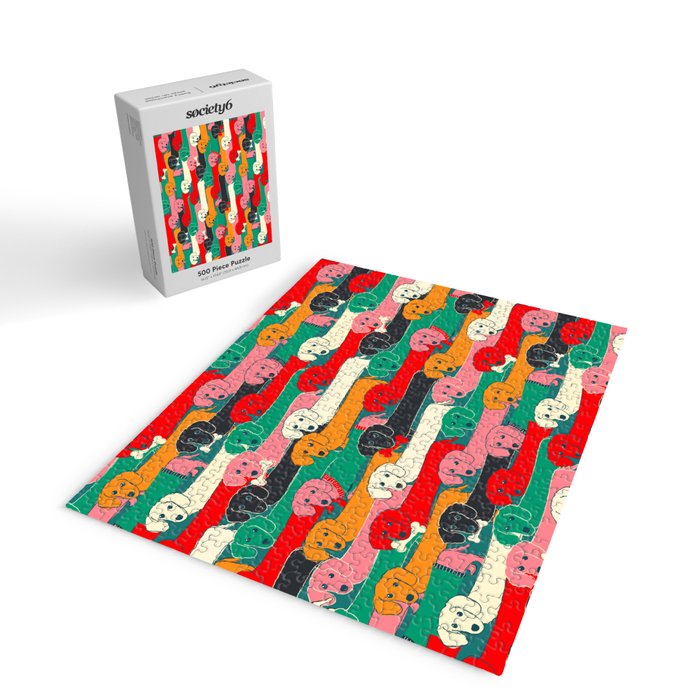 dachshund pattern- happy dogs Jigsaw Puzzle Gallery Image 2