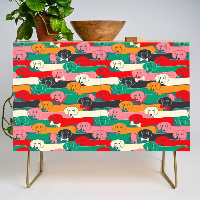 dachshund pattern- happy dogs Credenza Gallery Image 1