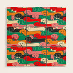dachshund pattern- happy dogs Wood Wall Art Gallery Image 1