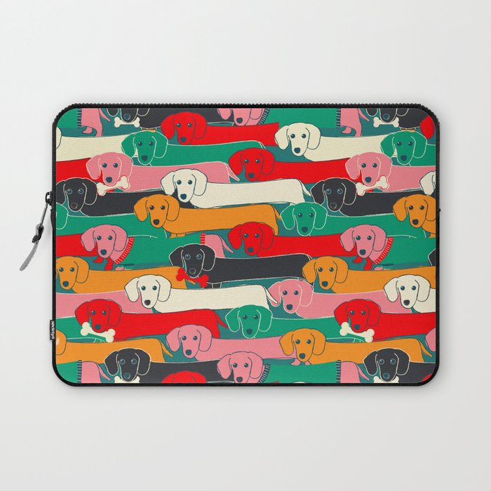 dachshund pattern- happy dogs Laptop Sleeve Gallery Image 1