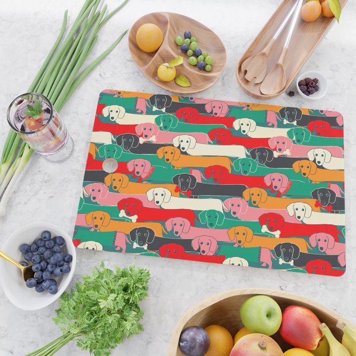 dachshund pattern- happy dogs Cutting Board Gallery Image 2