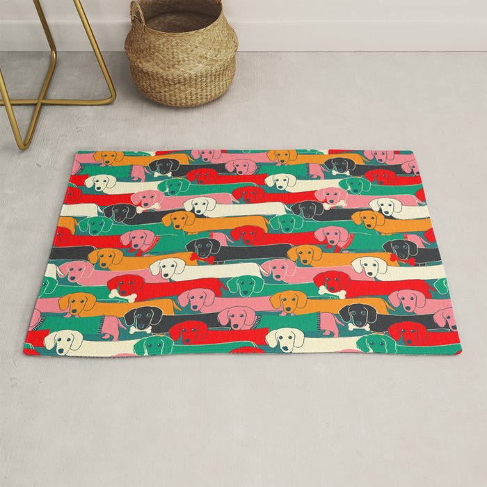 dachshund pattern- happy dogs Rug Gallery Image 1