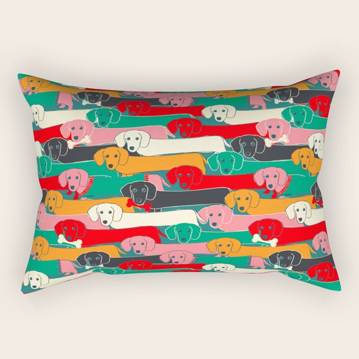 dachshund pattern- happy dogs Rectangular Pillow Gallery Image 2