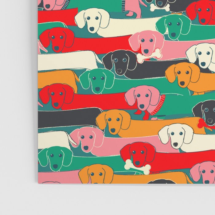 dachshund pattern- happy dogs Poster Gallery Image 3