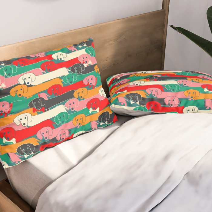 dachshund pattern- happy dogs Pillow Sham Gallery Image 2