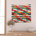 dachshund pattern- happy dogs Wall Tapestry Gallery Image 2