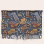 Embroidered cowgirls | Blue Wall Hanging Gallery Image 1