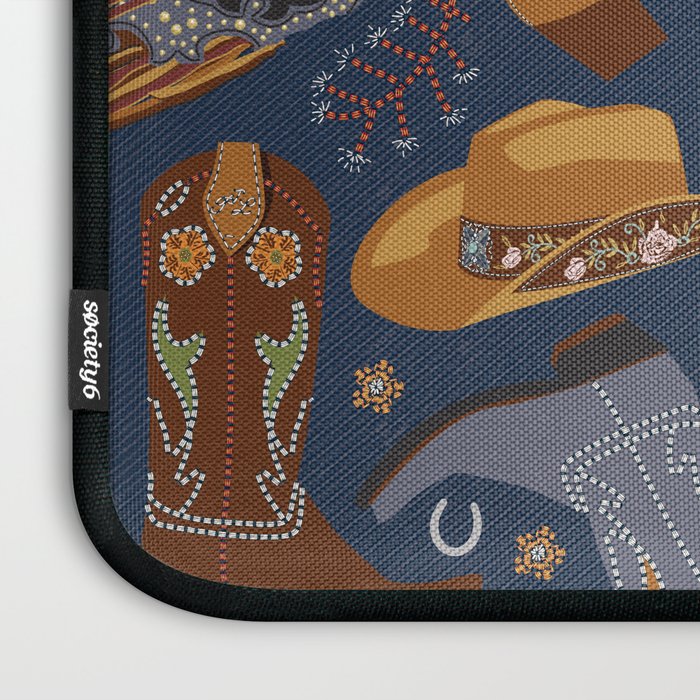 Embroidered cowgirls | Blue Laptop Sleeve Gallery Image 3