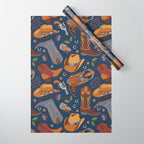 Embroidered cowgirls | Blue Wrapping Paper Gallery Image 1