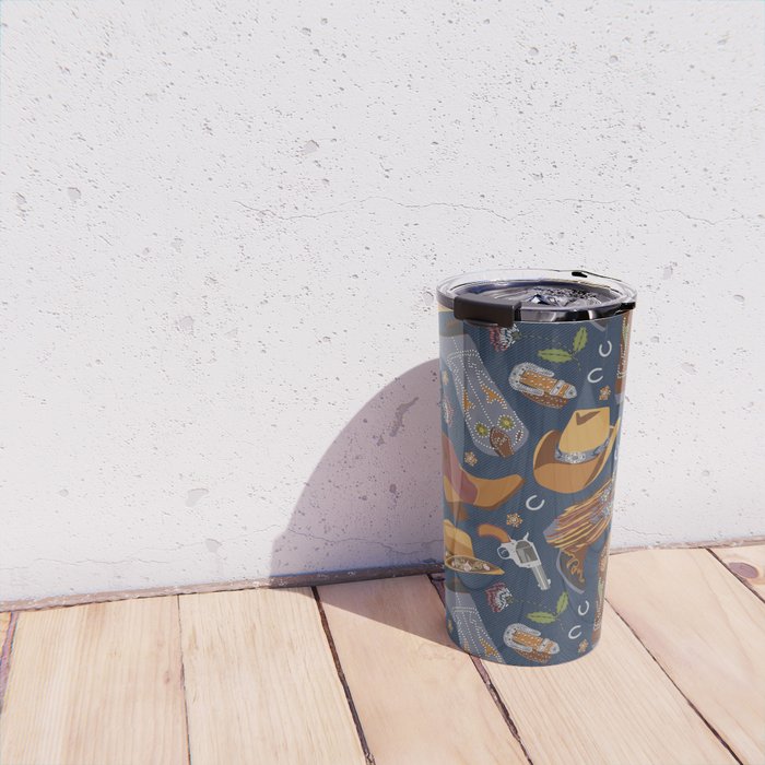 Embroidered cowgirls | Blue Travel Mug Gallery Image 4