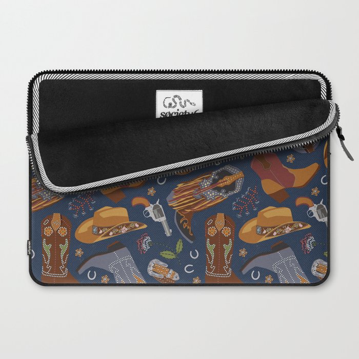 Embroidered cowgirls | Blue Laptop Sleeve Gallery Image 2