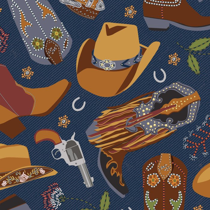 Embroidered cowgirls | Blue Coffee Mug Gallery Image 2