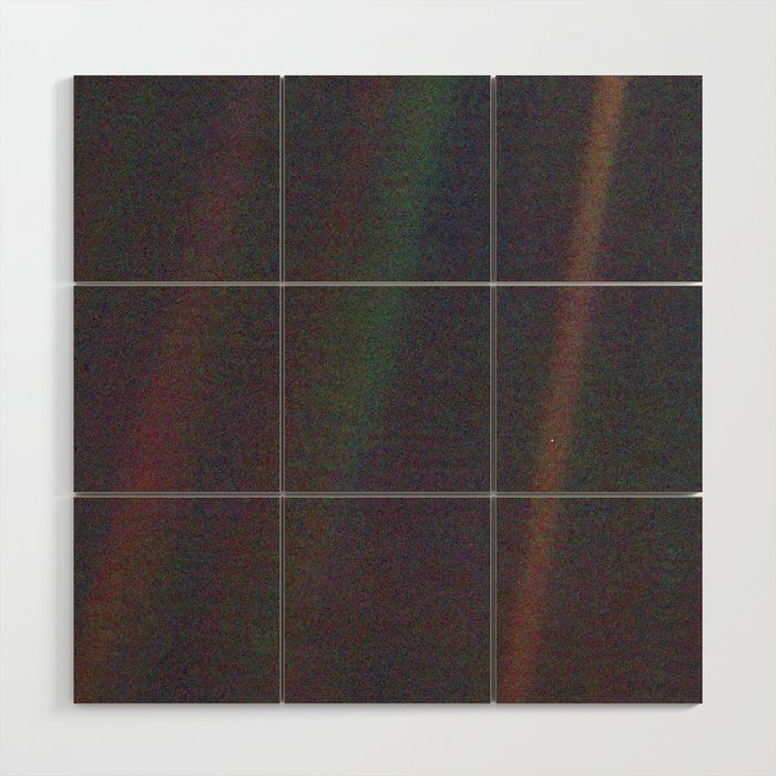 Earth as a Pale Blue Dot photographed by Voyager 1 Wood Wall Art Gallery Image 1