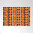 Jonnty Flowers Retro Floral Stripe Pattern in 70s Brown and Orange Welcome Mat Gallery Image 1