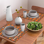 Jonnty Flowers Retro Floral Stripe Pattern in 70s Brown and Orange Placemat Gallery Image 2