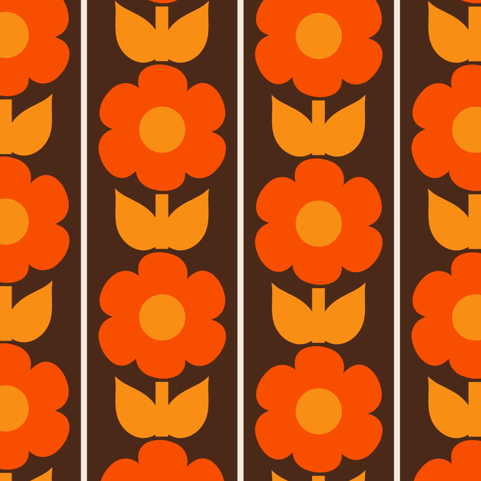 Jonnty Flowers Retro Floral Stripe Pattern in 70s Brown and Orange Coffee Mug Gallery Image 2