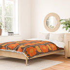 Jonnty Flowers Retro Floral Stripe Pattern in 70s Brown and Orange Duvet Cover Gallery Image 2