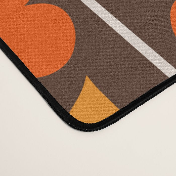 Jonnty Flowers Retro Floral Stripe Pattern in 70s Brown and Orange Desk Mat Gallery Image 4