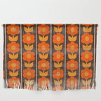 Jonnty Flowers Retro Floral Stripe Pattern in 70s Brown and Orange Wall Hanging Gallery Image 1