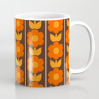Jonnty Flowers Retro Floral Stripe Pattern in 70s Brown and Orange Coffee Mug Gallery Image 1
