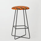 Jonnty Flowers Retro Floral Stripe Pattern in 70s Brown and Orange Stool Gallery Image 1