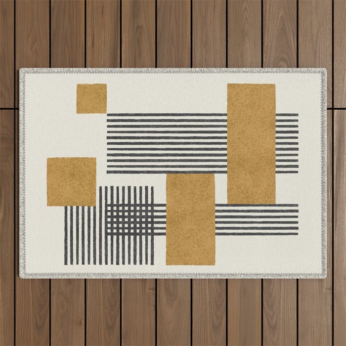 Stripes and Square Composition - Abstract Outdoor Rug Gallery Image 1