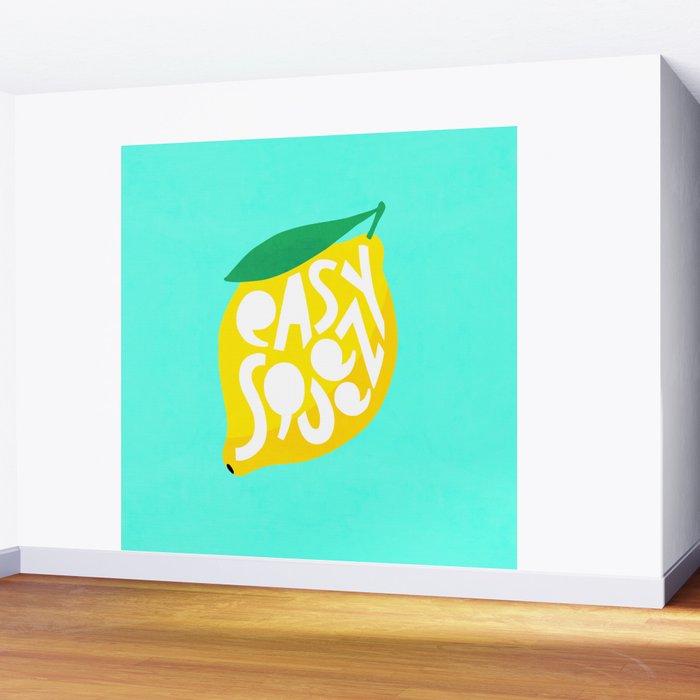 Big Fruit Lemon 'Easy Squeezy' Typographic pun  Wall Mural Gallery Image 2