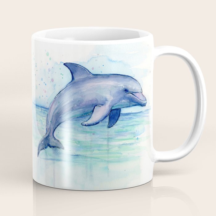 Dolphin Watercolor Sea Creature Animal Coffee Mug Gallery Image 1