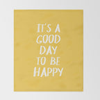It's a Good Day to Be Happy - Yellow Throw Blanket Gallery Image 2