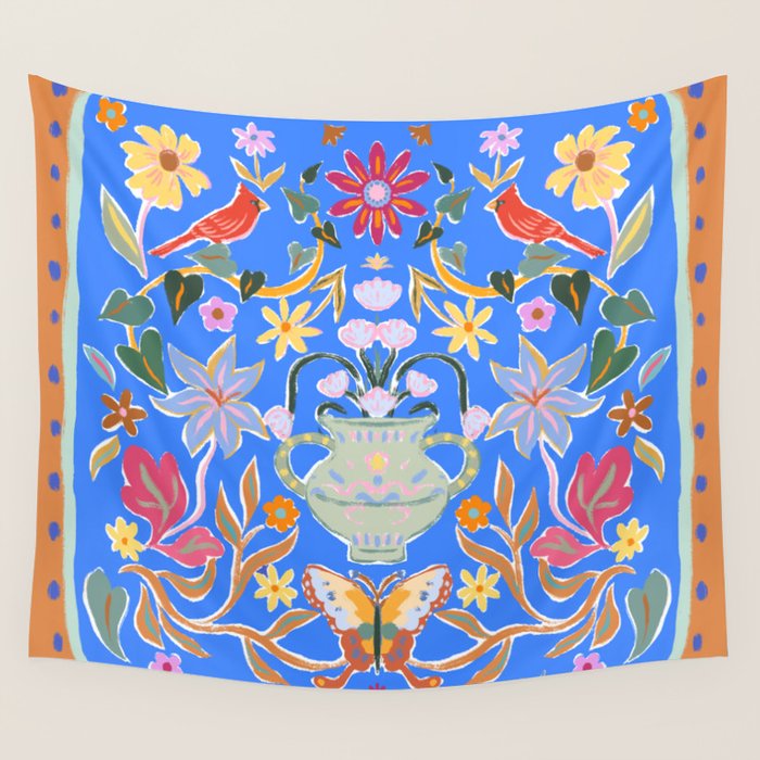 Blue Magical Garden Wall Tapestry Gallery Image 1