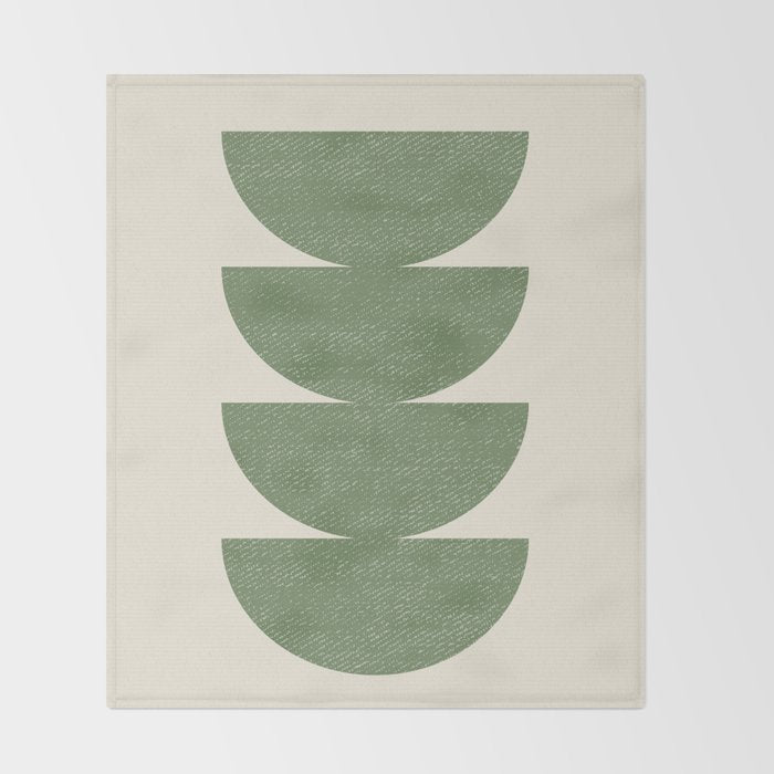 Half Circle 3 - Green Throw Blanket Gallery Image 2