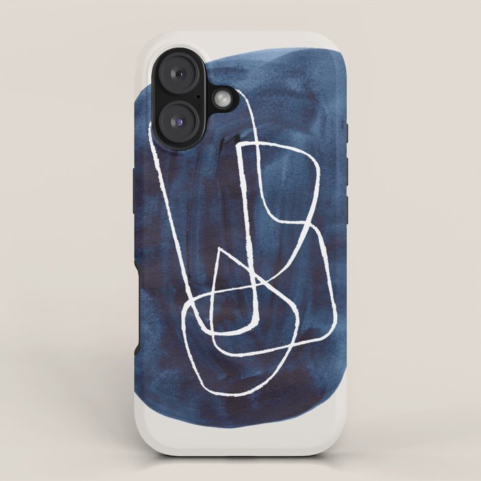 EnShape by Ejaaz Haniff 'Navy Maze' Minimalist Mid Century Modern Line Drawing Geometric Organic Color Shapes iPhone Case