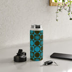 Retro Checkered Pattern (Muted Blue / Dark Green) Water Bottle Gallery Image 4