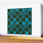 Retro Checkered Pattern (Muted Blue / Dark Green) Wall Mural Gallery Image 2