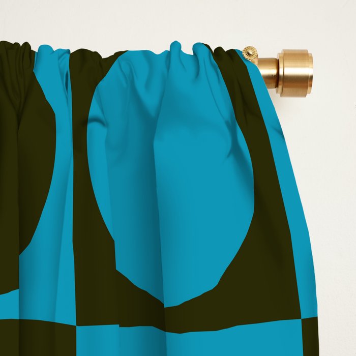 Retro Checkered Pattern (Muted Blue / Dark Green) Window Curtain Gallery Image 2