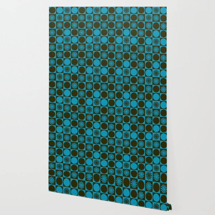 Retro Checkered Pattern (Muted Blue / Dark Green) Wallpaper Gallery Image 2