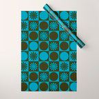 Retro Checkered Pattern (Muted Blue / Dark Green) Wrapping Paper Gallery Image 1