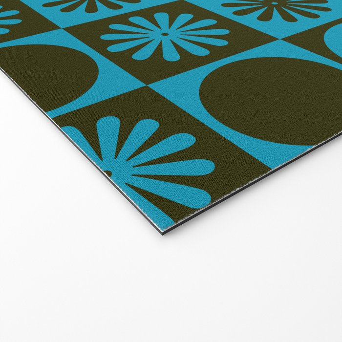 Retro Checkered Pattern (Muted Blue / Dark Green) Welcome Mat Gallery Image 2