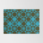 Retro Checkered Pattern (Muted Blue / Dark Green) Rug Gallery Image 2