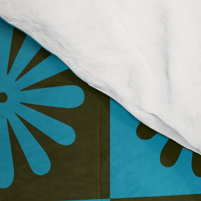 Retro Checkered Pattern (Muted Blue / Dark Green) Comforter Gallery Image 4
