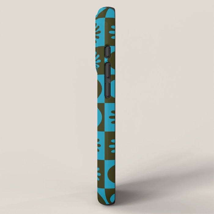 Retro Checkered Pattern (Muted Blue / Dark Green) iPhone Case Gallery Image 2