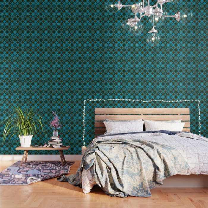 Retro Checkered Pattern (Muted Blue / Dark Green) Wallpaper Gallery Image 3
