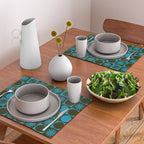 Retro Checkered Pattern (Muted Blue / Dark Green) Placemat Gallery Image 2