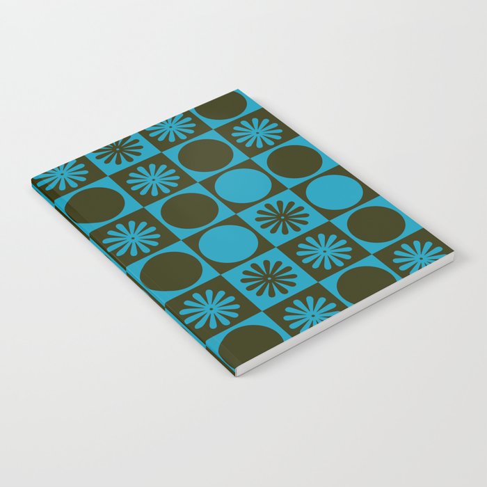 Retro Checkered Pattern (Muted Blue / Dark Green) Notebook Gallery Image 1