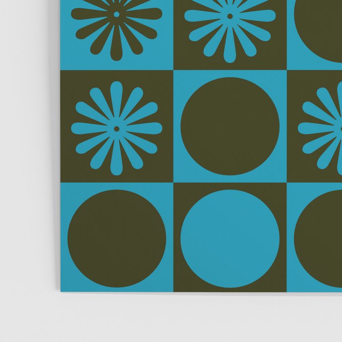 Retro Checkered Pattern (Muted Blue / Dark Green) Poster Gallery Image 3