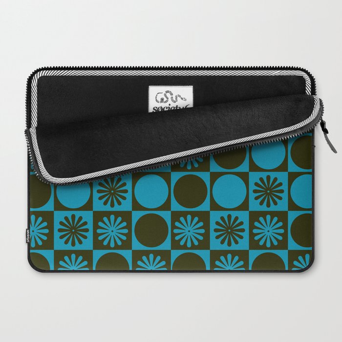 Retro Checkered Pattern (Muted Blue / Dark Green) Laptop Sleeve Gallery Image 2