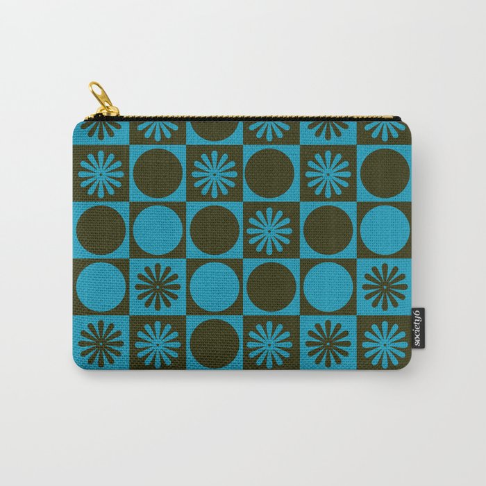 Retro Checkered Pattern (Muted Blue / Dark Green) Carry All Pouch Gallery Image 1