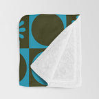 Retro Checkered Pattern (Muted Blue / Dark Green) Throw Blanket Gallery Image 3
